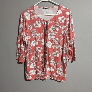 Olsen pink floral top size L